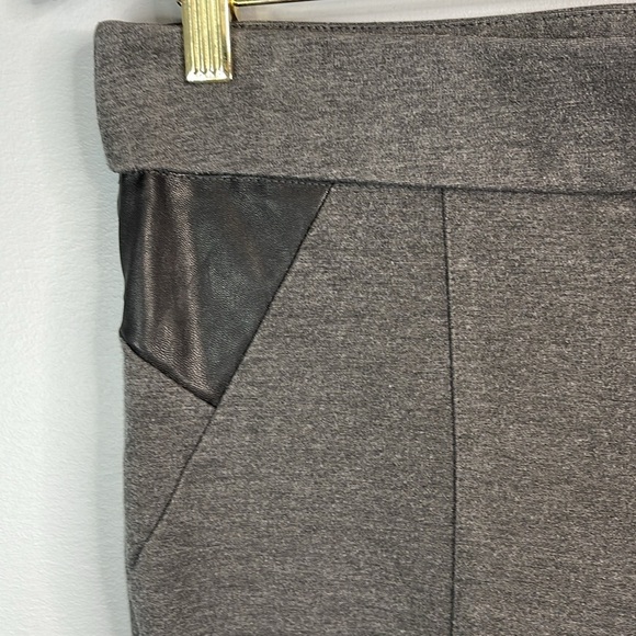 Michel Studio Taylor Slim Pants Grey Faux Leather Panels Stretch Trousers 14 - Picture 3 of 10